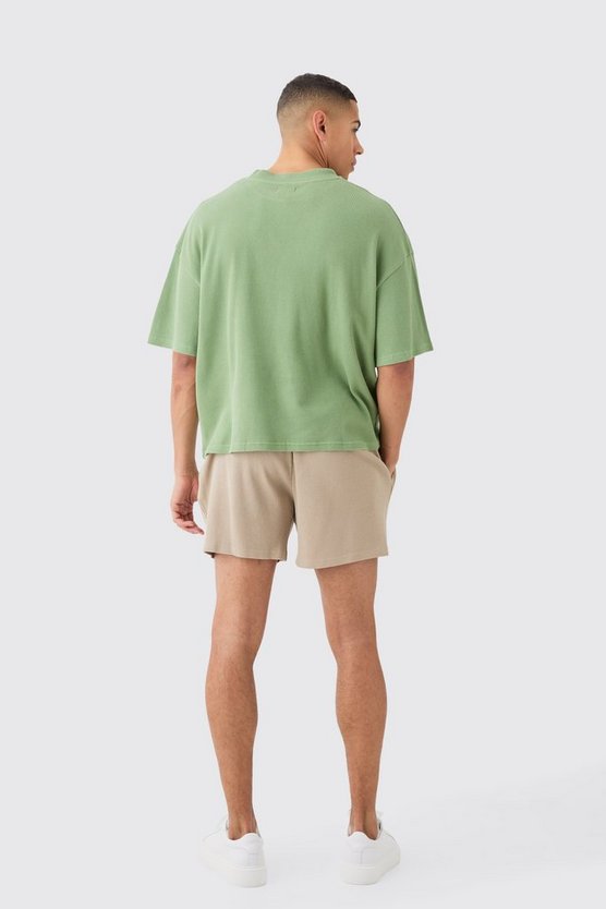 Kastiges Oversize T-Shirt in Waffeloptik