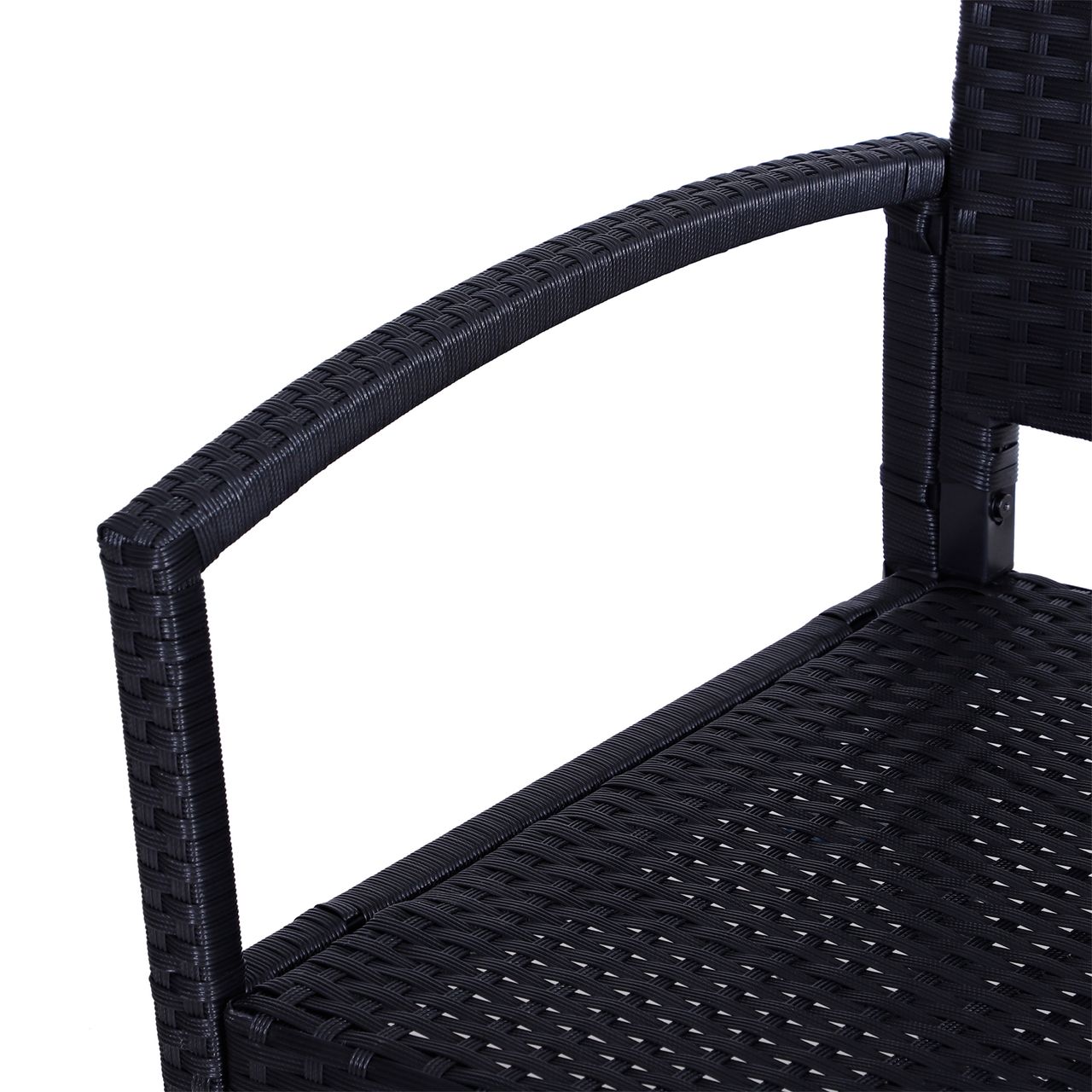 Outsunny Polyrattan Gartenbank Parkbank Sitzbank 2-Sitzer Geflecht Stahl Schwarz B122 x T60 x H87cm