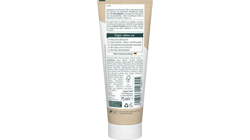 Kneipp Fußpflege Sekunden Fusscreme 75 ml