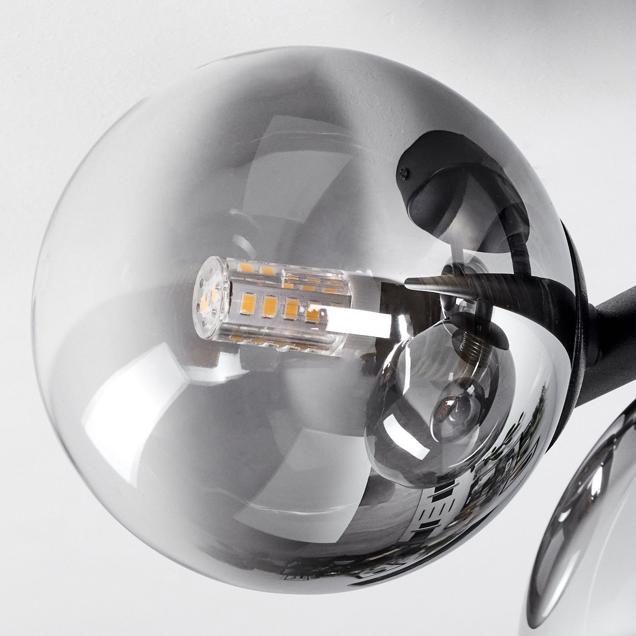 hofstein Deckenleuchte Isorella moderne Deckenlampe aus Metall/Glas in Schwarz/Rauchfarben, ohne Leuchtmittel, Leuchte im modernen Design mit Schirmen aus Rauchglas, 3xG9
