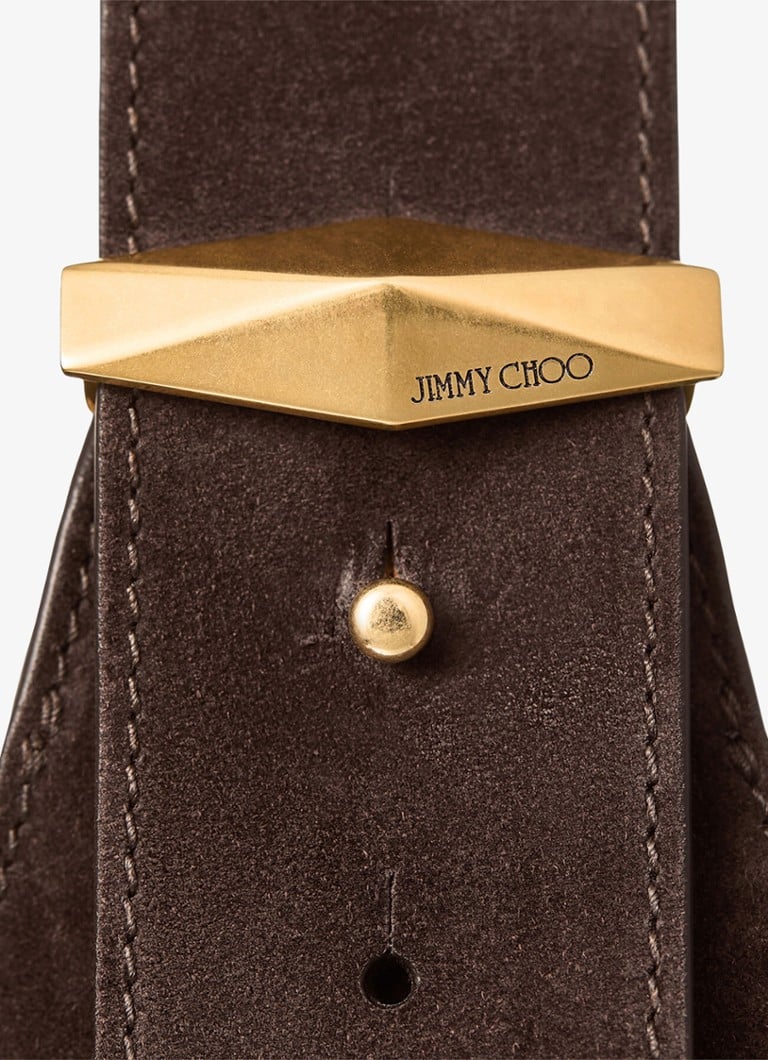 Geantă de umăr Jimmy Choo Diamond Hobo/M din piele întoarsă cu detalii din piele.