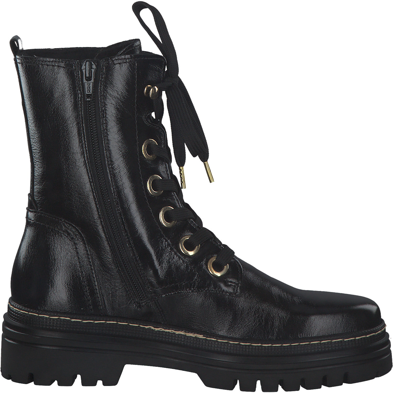 Gabor 71.721, Schnürstiefeletten, Damen, schwarz (gold)