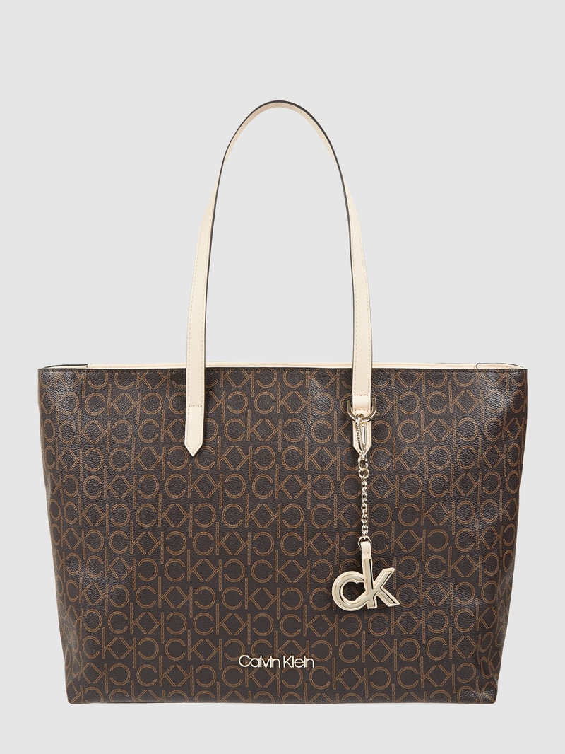 Shopper mit Logo-Muster in mittelbraun