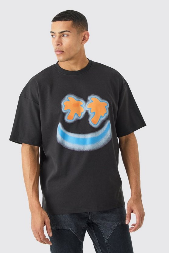 Oversize T-Shirt mit Tropics Smiley Print