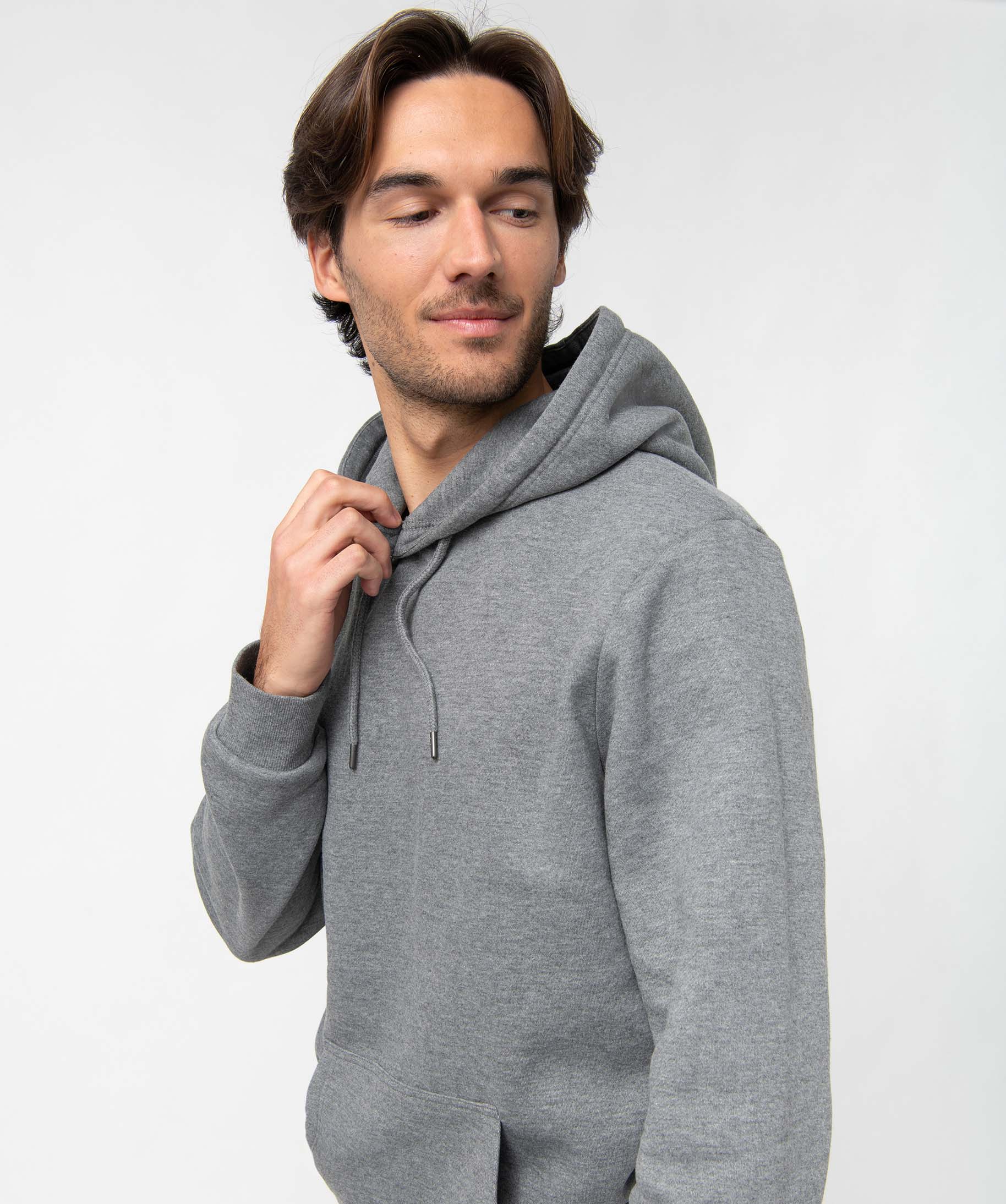 Sweat homme à capuche intérieur molletonné gris | GEMO