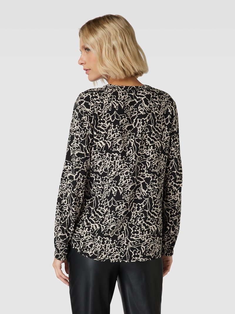 Bluse aus Viskose mit Allover-Muster in schwarz