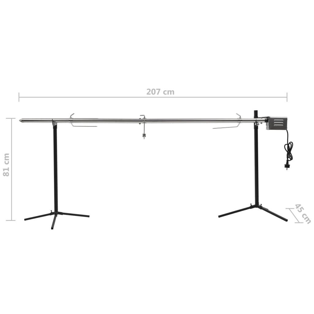 vidaXL Grillkamin Automatischer Grillspieß mit Motor Edelstahl 207×45×81 cm