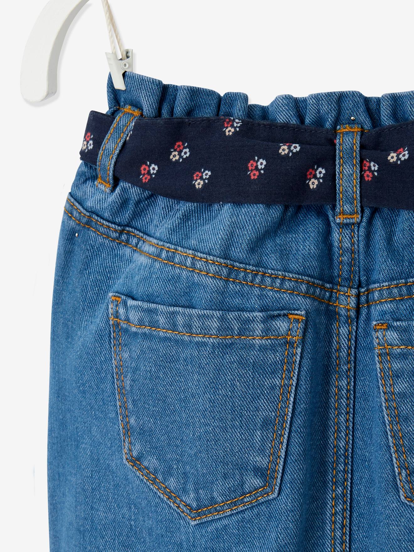 Vertbaudet Mädchen Jeansrock, Paperbag-Bund - blue stone