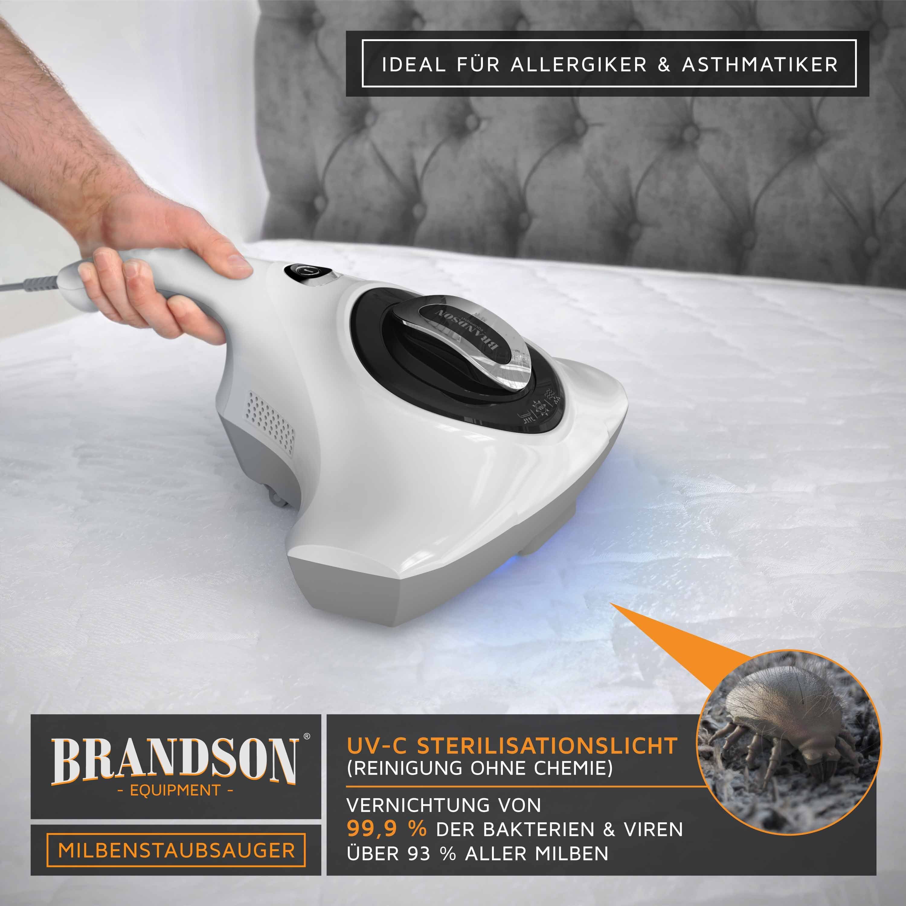 Brandson Matratzenreinigungsgerät, 300 W, beutellos, UV-C Sterilisation, Milbenstaubsauger ideal für Allergiker