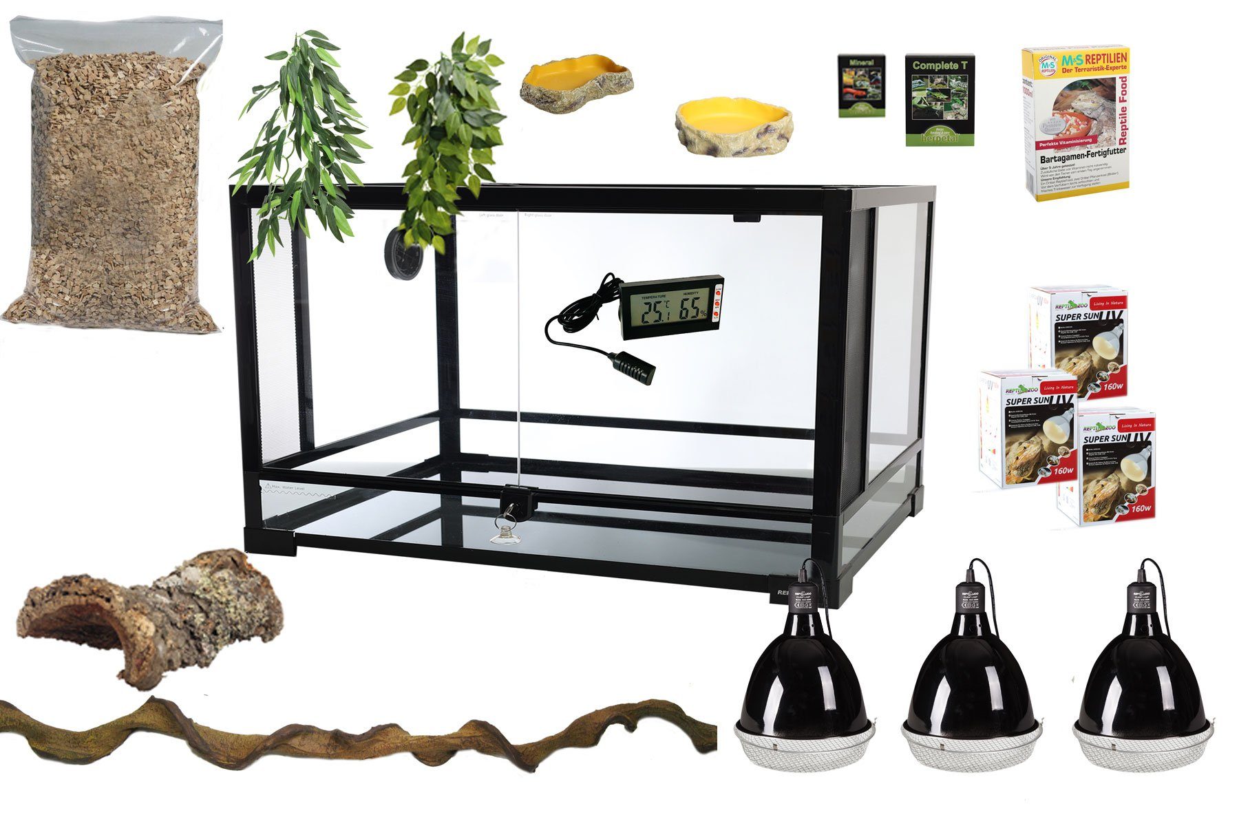 M&S Reptilien Terrarium Komplettset: Für Leguane (182x61x91cm)