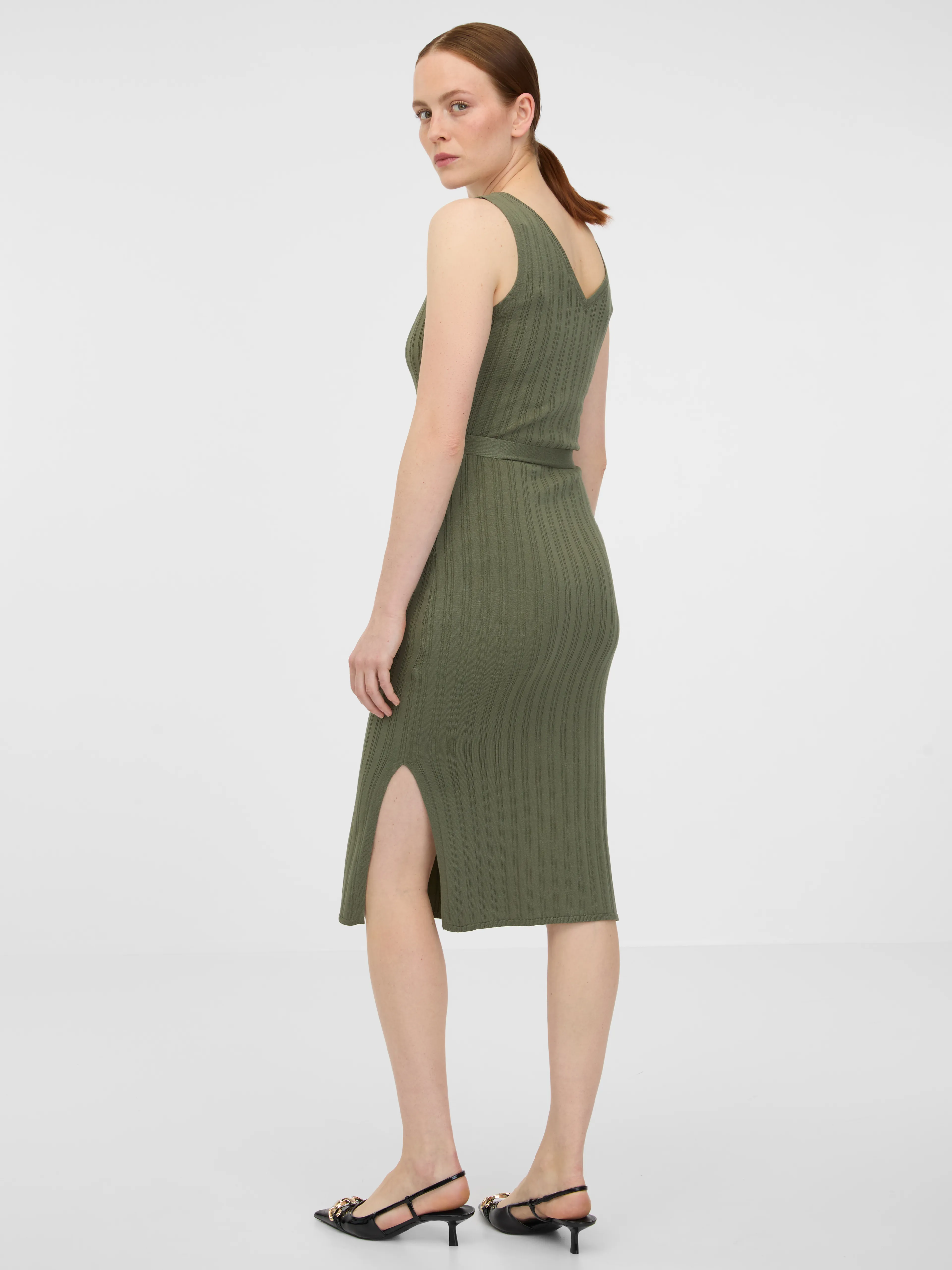 Khakifarbenes Damen-Pullover-Kleid ORSAY