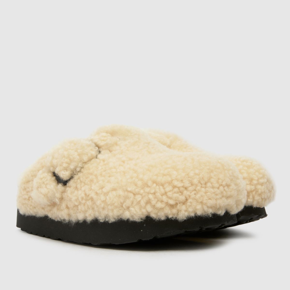 BIRKENSTOCK – Boston – Naturfärgade sandaler med stort spänne i fårskinn