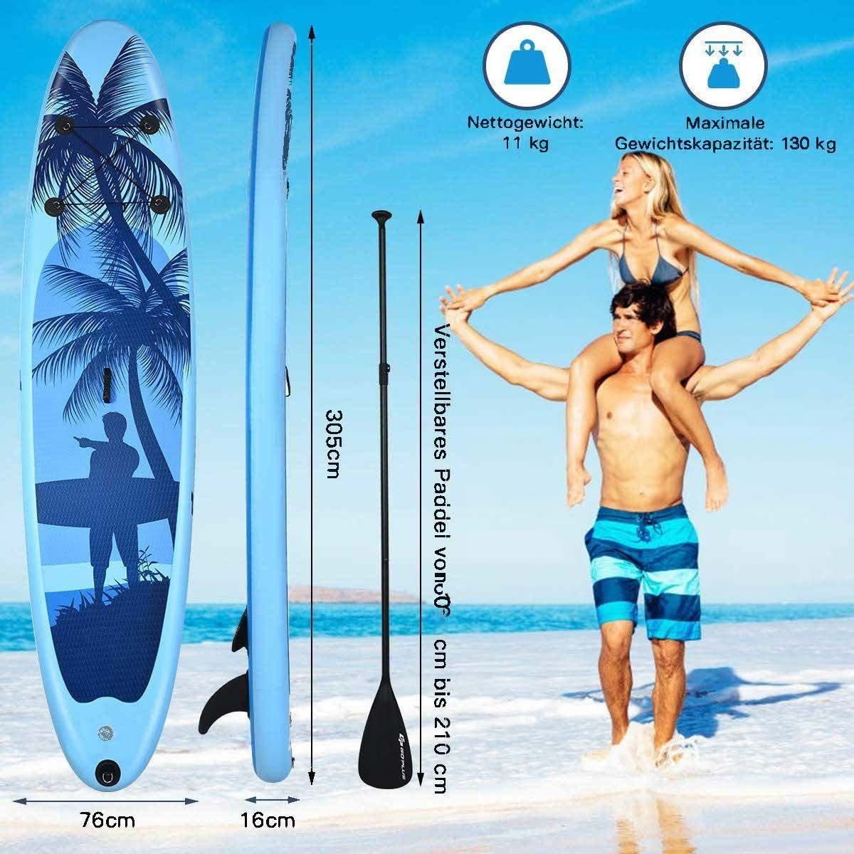 COSTWAY SUP-Board Paddling Board, mit Rucksack, Pumpe, Reparaturset