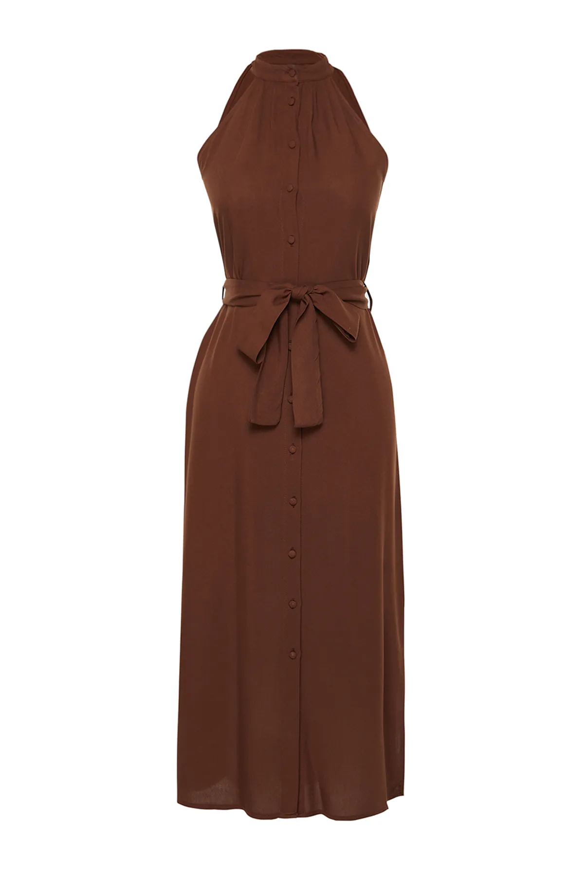 Trendyol Collection  Braunes gewebtes Midikleid TWOSS19XM0112