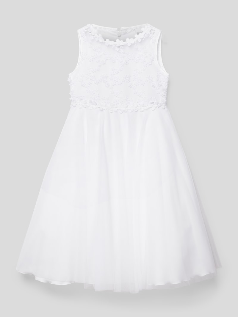 Kommunionskleid mit Spitzenbesatz in weiß