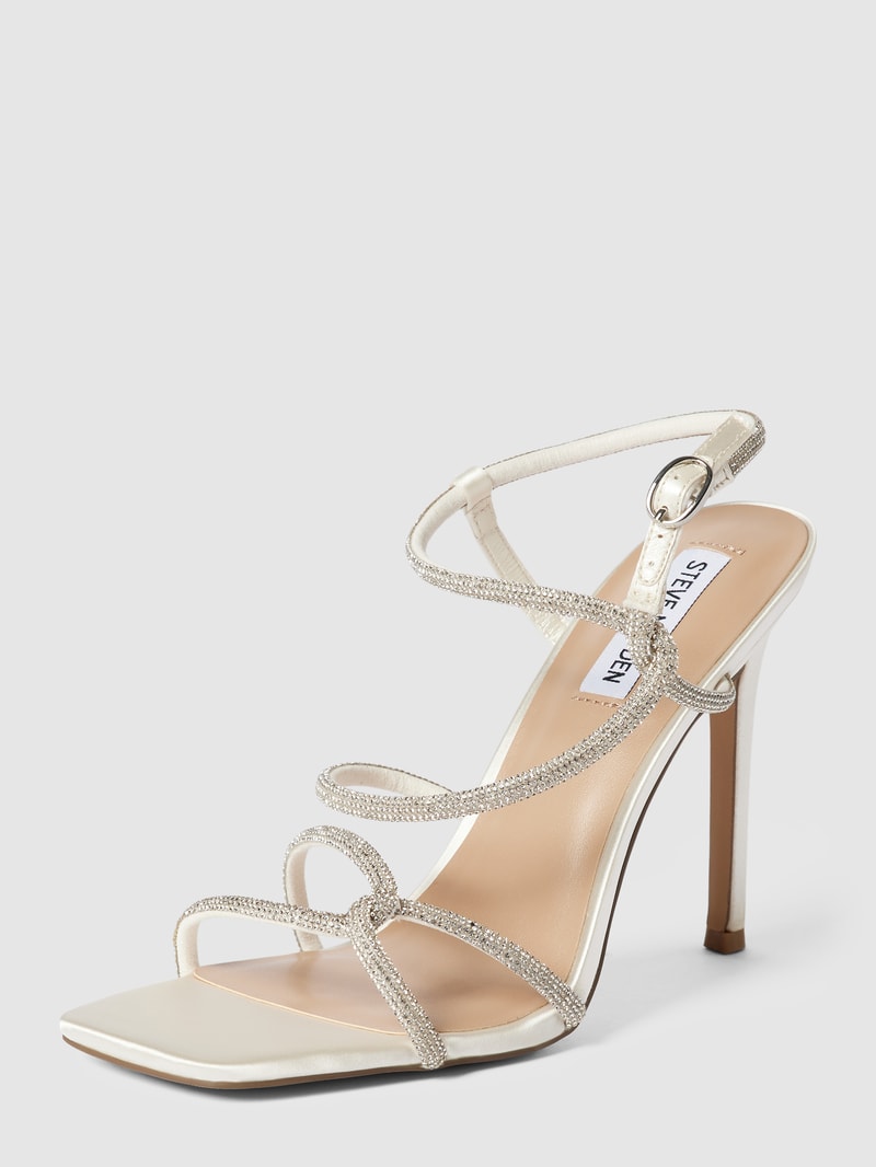Sandaletten mit Strasssteinbesatz Modell 'Implicit' in offwhite