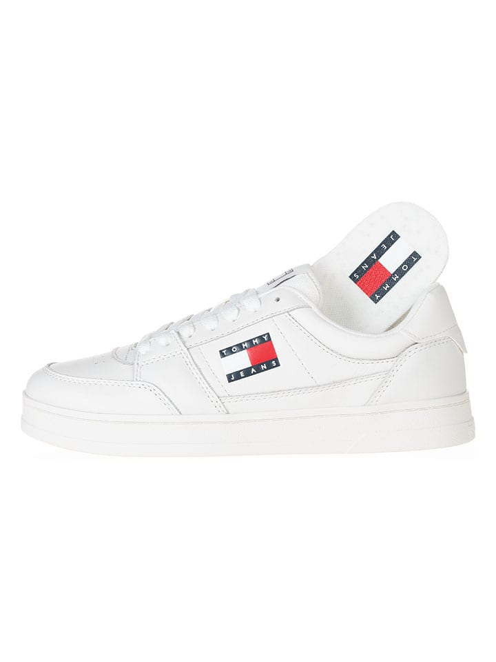 Tommy Hilfiger Shoes Leder-Sneakers in Weiß günstig kaufen