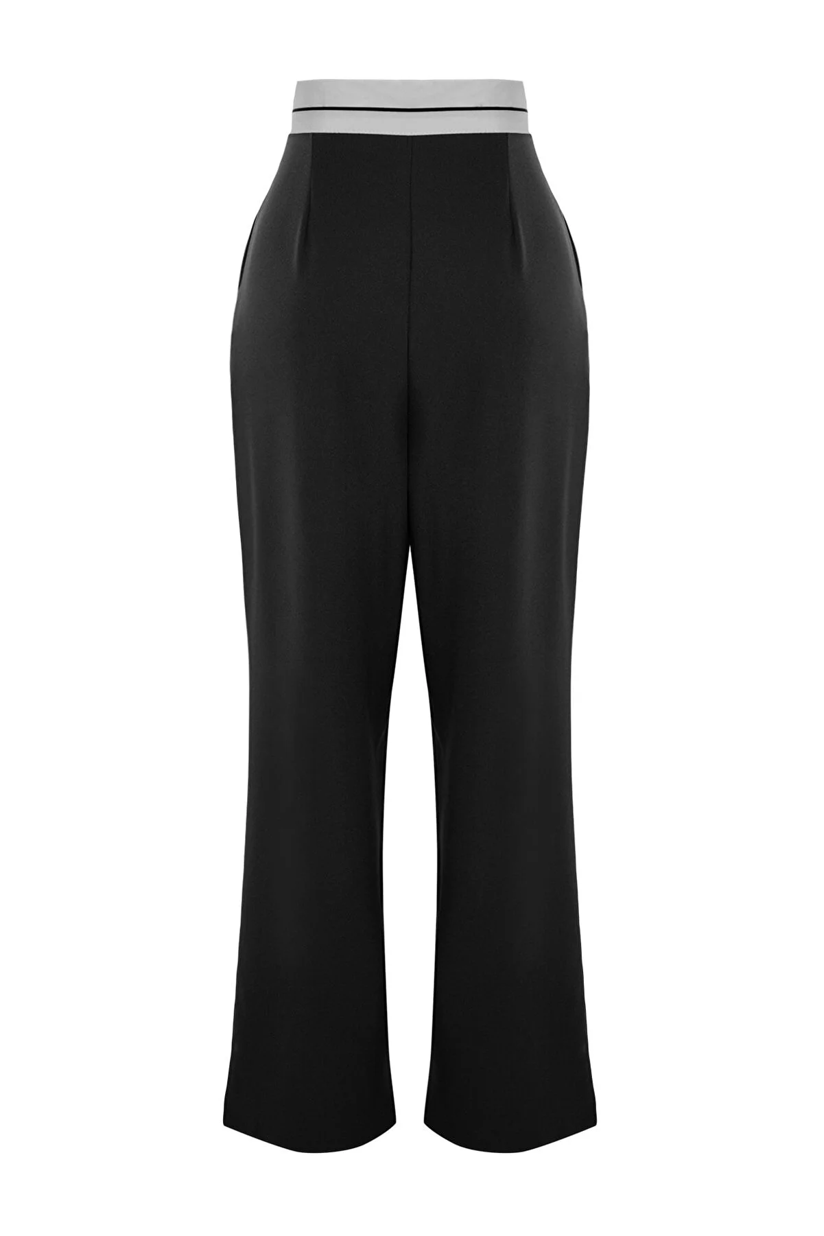 Trendyol Collection  Schwarze gewebte Hose mit weitem Bein und hoher Taille und Gürteldetail TWOSS23PL00150