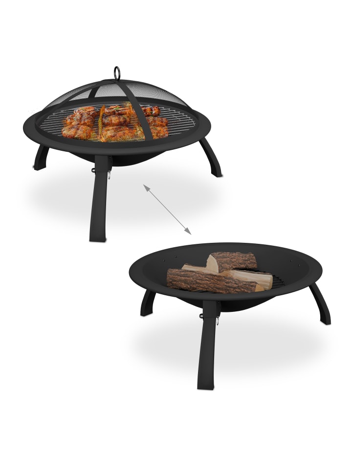relaxdays Feuerschale in Schwarz - (H)37 x Ø 60 cm günstig kaufen onesize