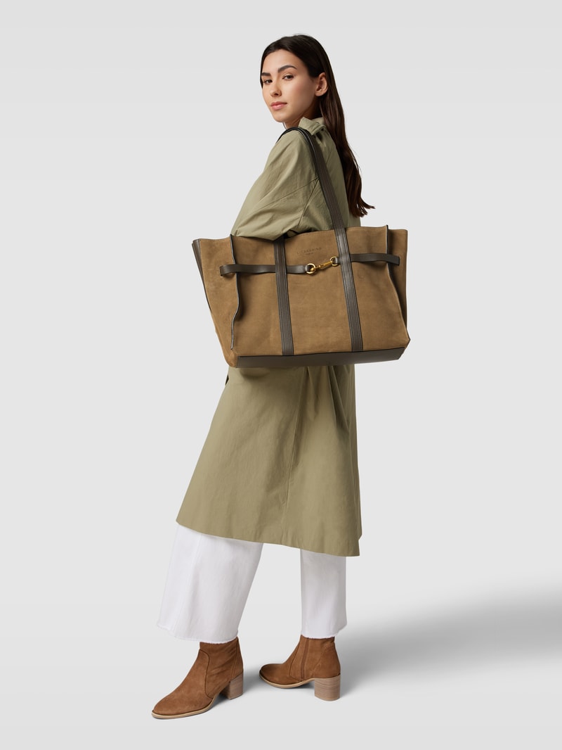 Shopper mit Label-Details Modell 'Mara' in schlamm