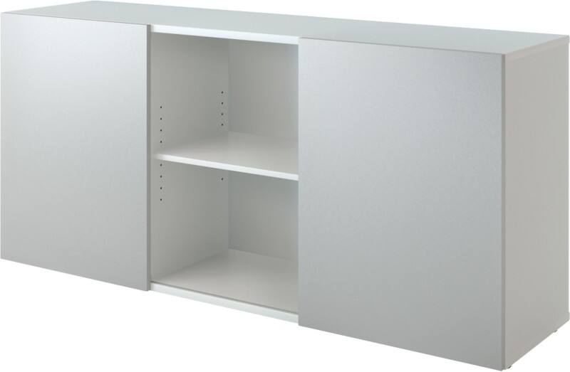 Hammerbacher Schiebetürenschrank 2FH Weiß, Silber 1.600 x 420 x 748 mm V1780/W/S