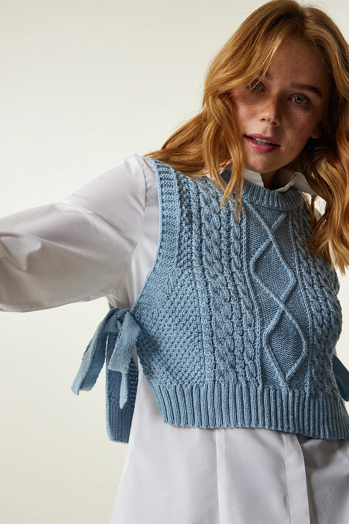 Happiness İstanbul  Strickweste - Blau - Regular Fit