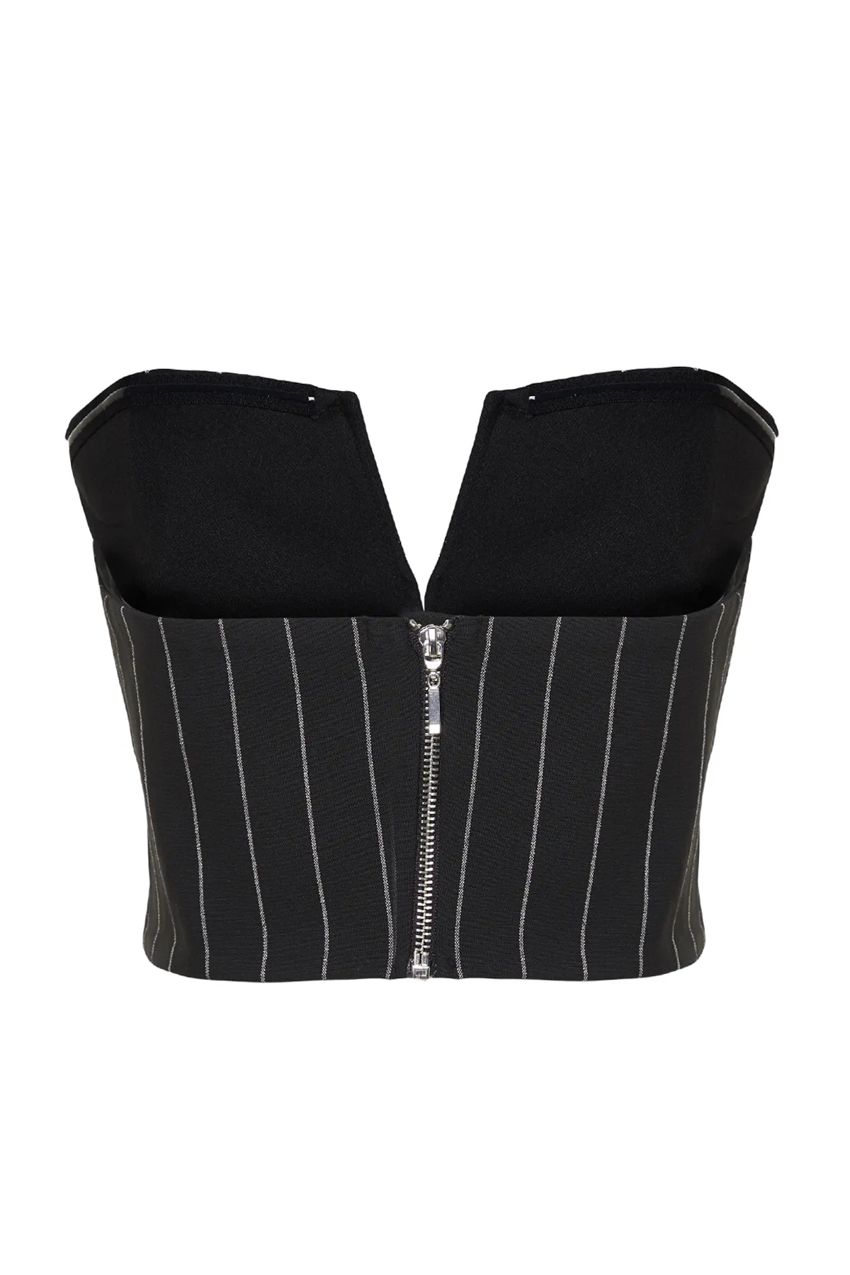 Trendyol Collection  Schwarz gestreiftes Crop-Bustier in limitierter Auflage TPRSS24BS00029