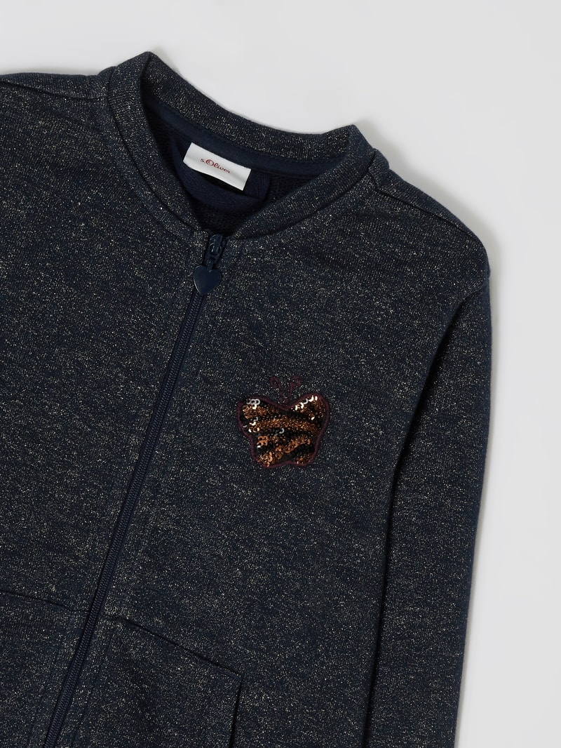 Sweatjacke mit Effektgarn in marineblau