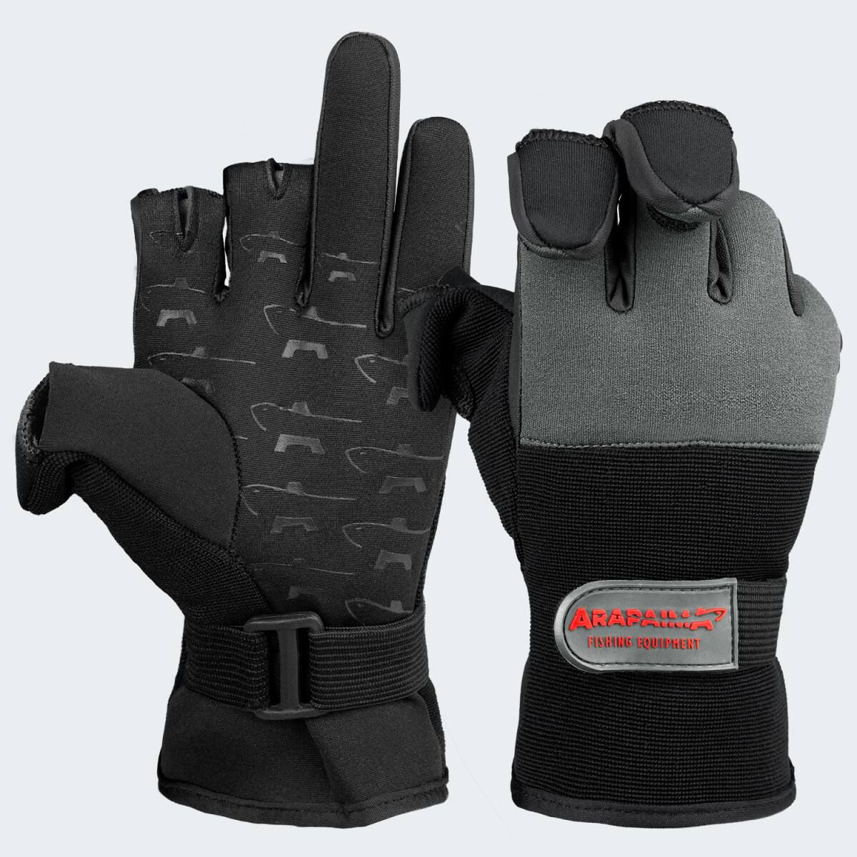 Arapaima Fishing Equipment GreyBlack Neopren Angelhandschuhe
