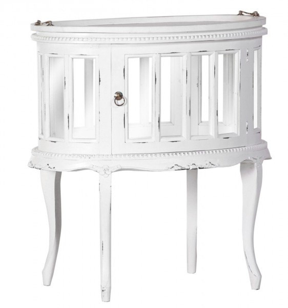 Casa Padrino Barschrank Bar Schrank Weinschrank Whiskey Schrankbar Shabby Chic Look Weiß - Barock Rokoko Jugendstil Glasschrank