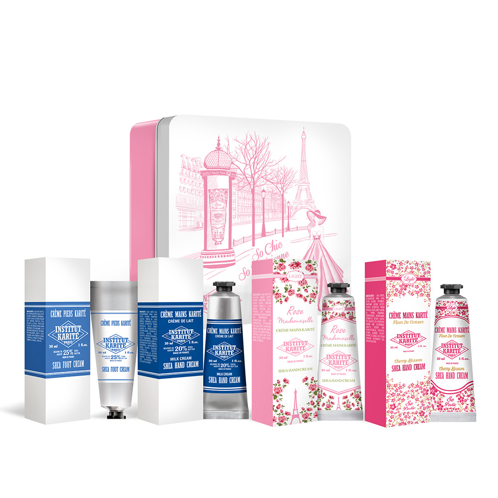 Institut Karité Paris Coffret Métal Rose Mademoiselle Mains et Pieds Soins corps