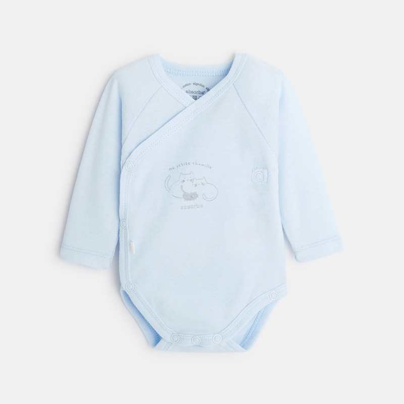 Ensemble 3 pièces bébé en velours bio bleu Absorba