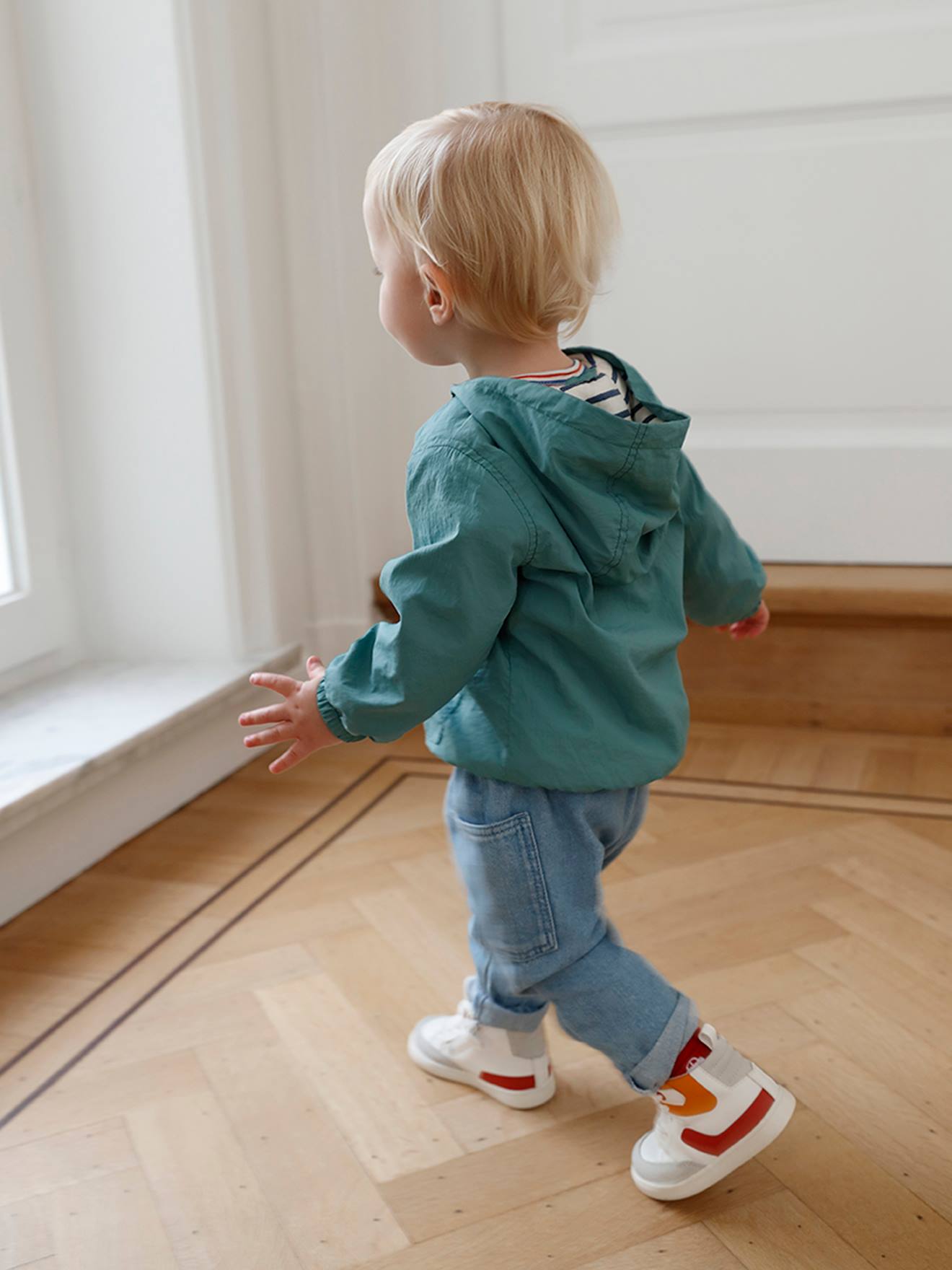 Blouson à capuche bébé garçon sauge