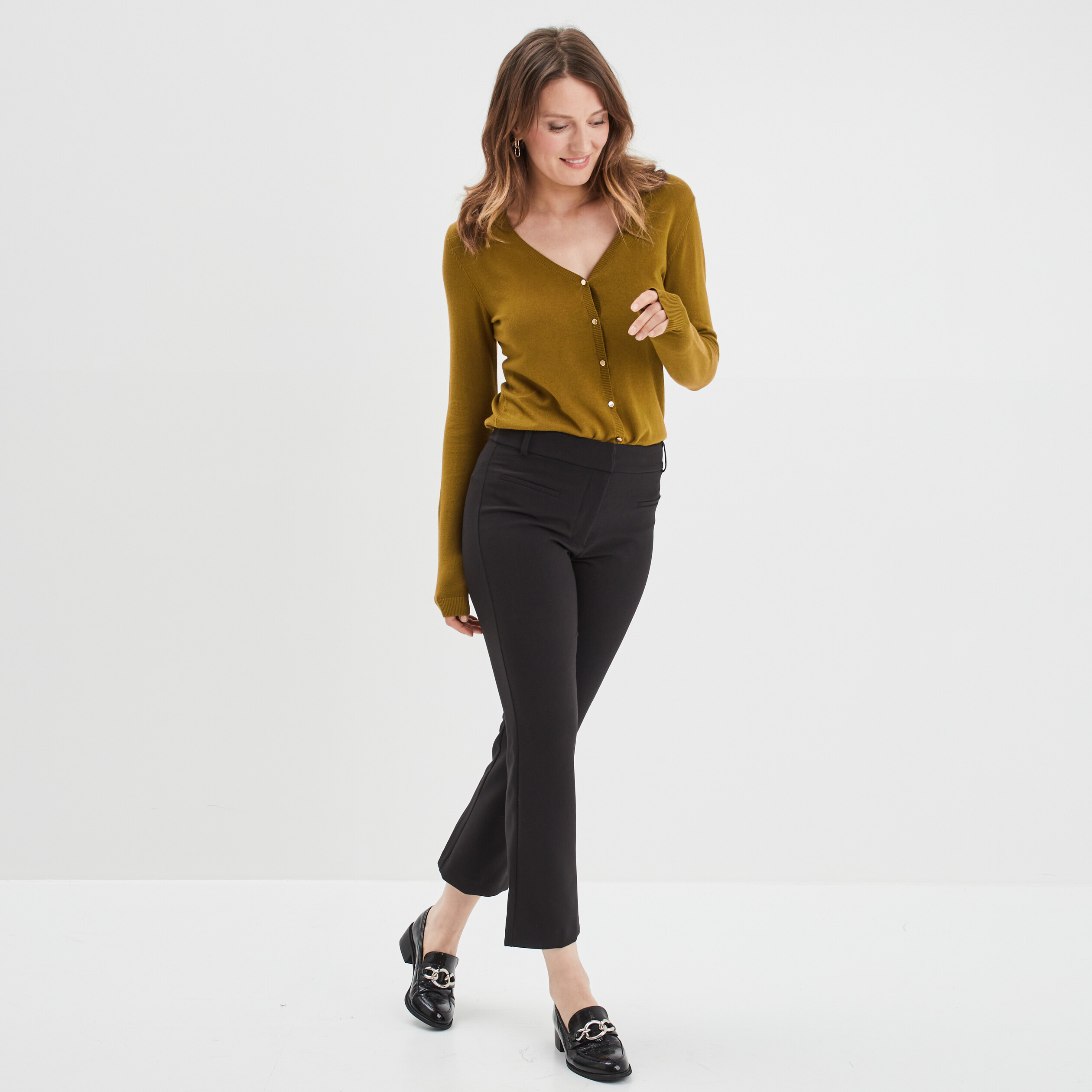 Pantalon flare 2 poches avant noir femme | La Halle