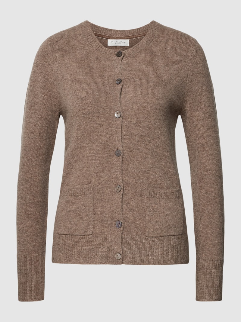 Strickjacke mit Knopfleiste und Eingrifftaschen in haselnuss braun
