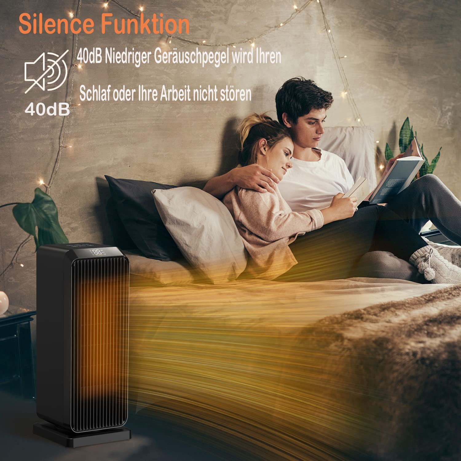 Mutoy Heizstrahler Heizlüfter,Keramikheizlüfter, Heizgerät, Heizung mit Fernbedienung, 1800 W, Heizlüfter energiesparend mit Oszillationsfunktion&Timer,3 Heizstufen