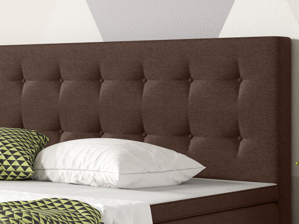 IHG Boxspringbett Köln mit Bettkasten 180x200 Webstoff Braun