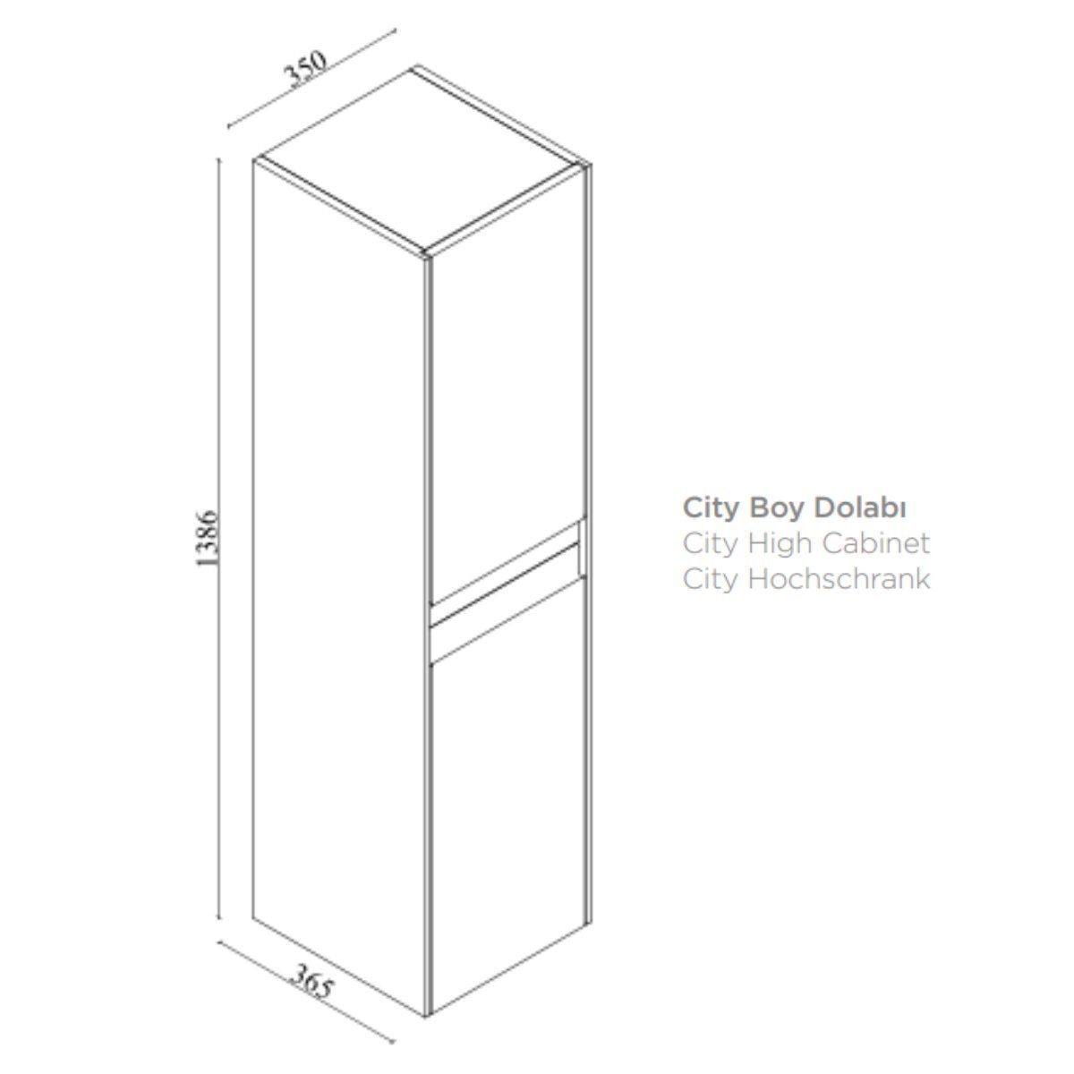 Karen Badmöbel-Set City, (Optionaler Hochschrank, 1-St., Hochschrank mit Türen & Regalen), Natürliches Design, Matt-Beschichtung, Softclose, Griffleisten