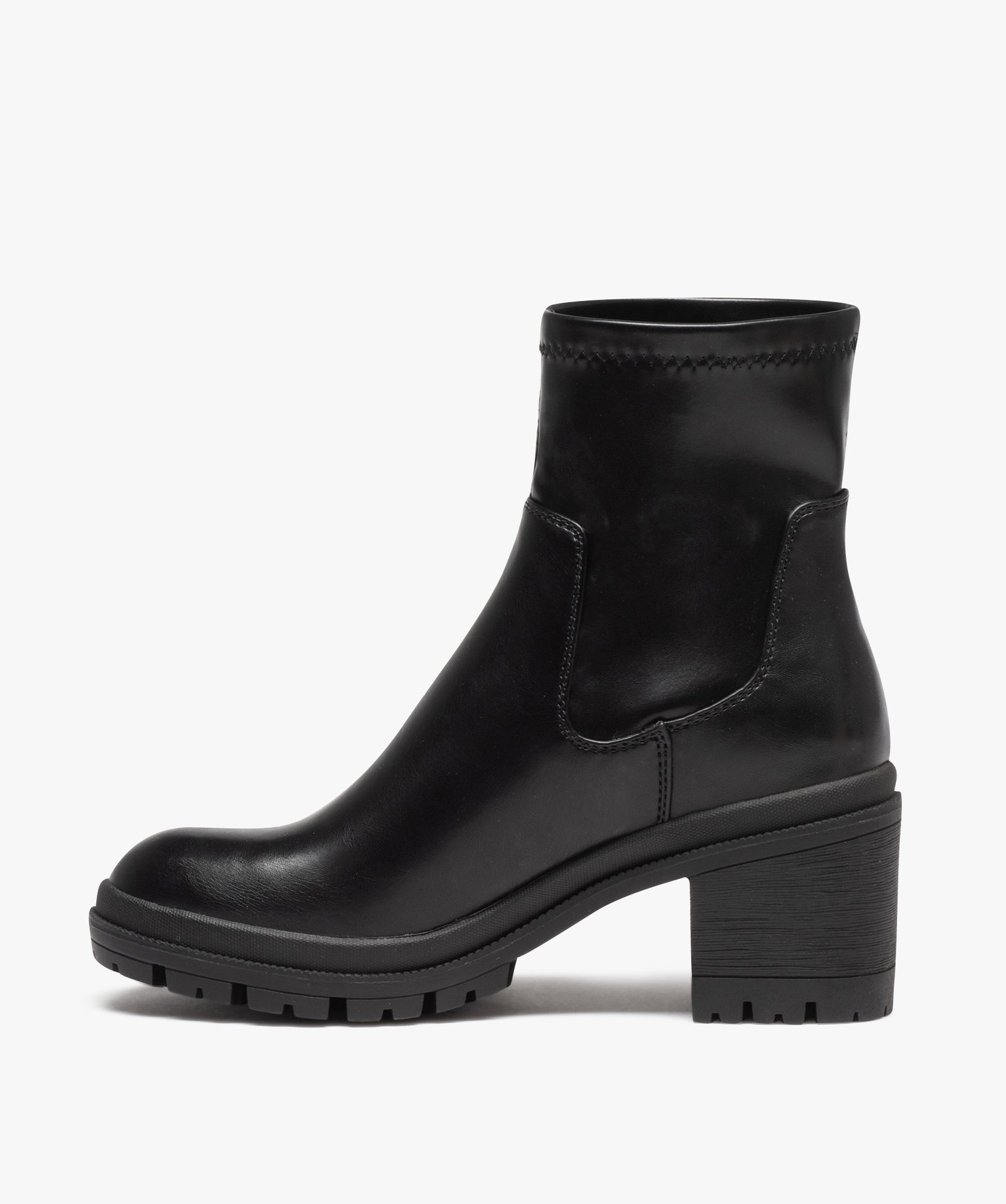 Boots femme unies à talon carré et semelle crantée avec c... noir | GEMO