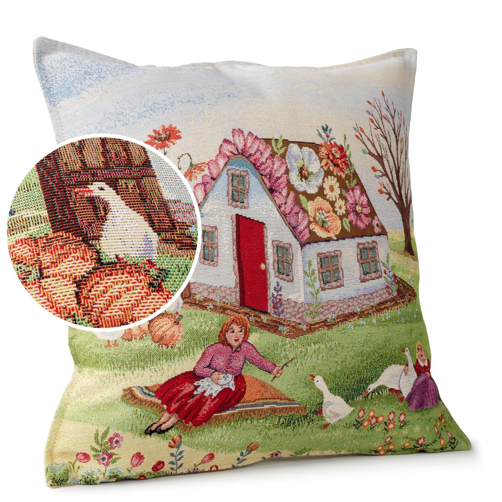 ANRO Dekokissen Kissenbezug Kissenhülle Deko Kissen Gobelin mit oder ohne Füllung, Jacquard Gobelin