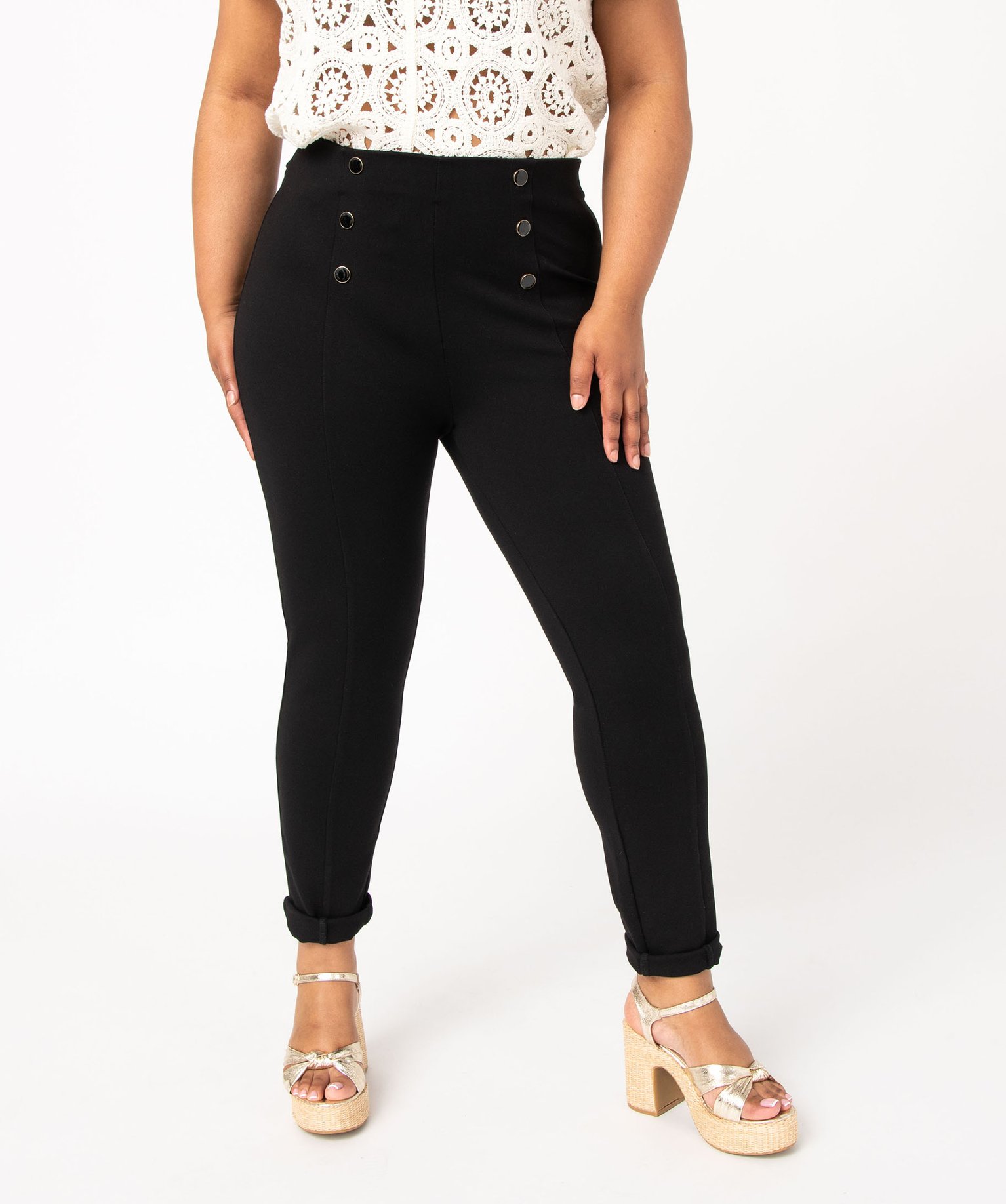 Leggings à pont femme grande taille noir | GEMO