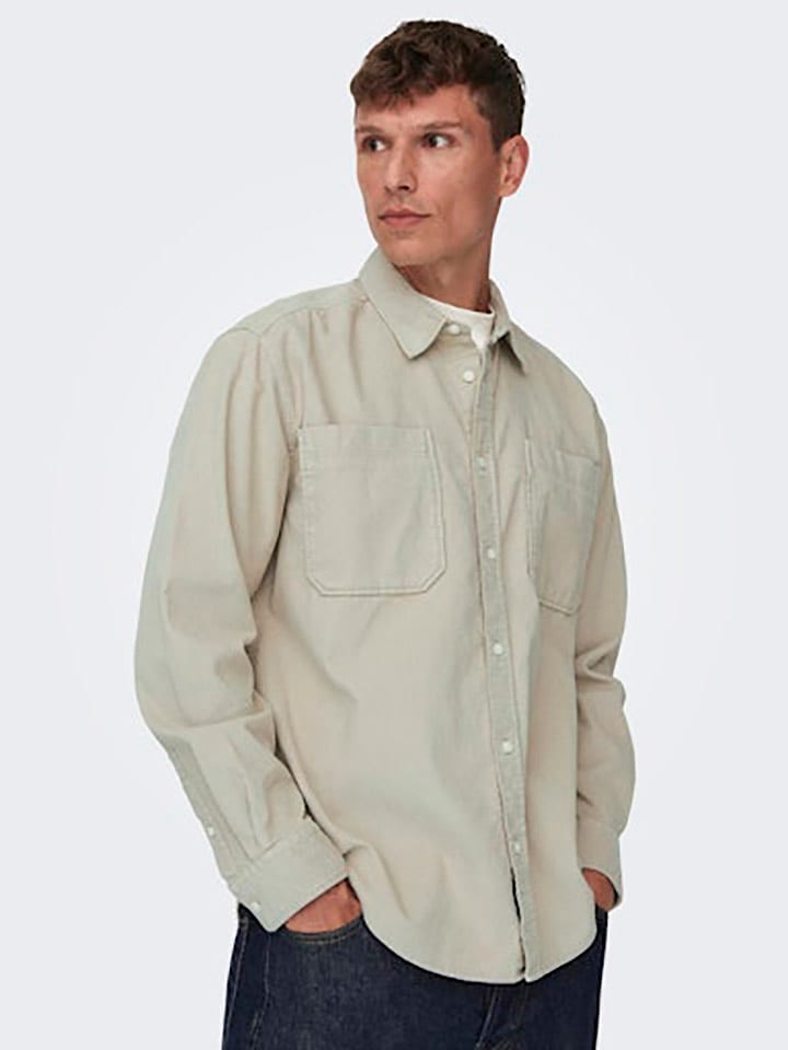ONLY & SONS Hemd - Regular fit - in Beige günstig kaufen