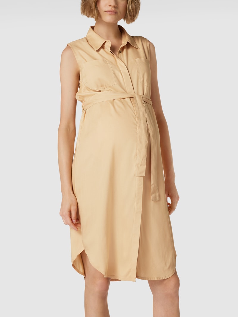 Knielanges Umstands-Hemdblusenkleid Modell 'LIA' in sand