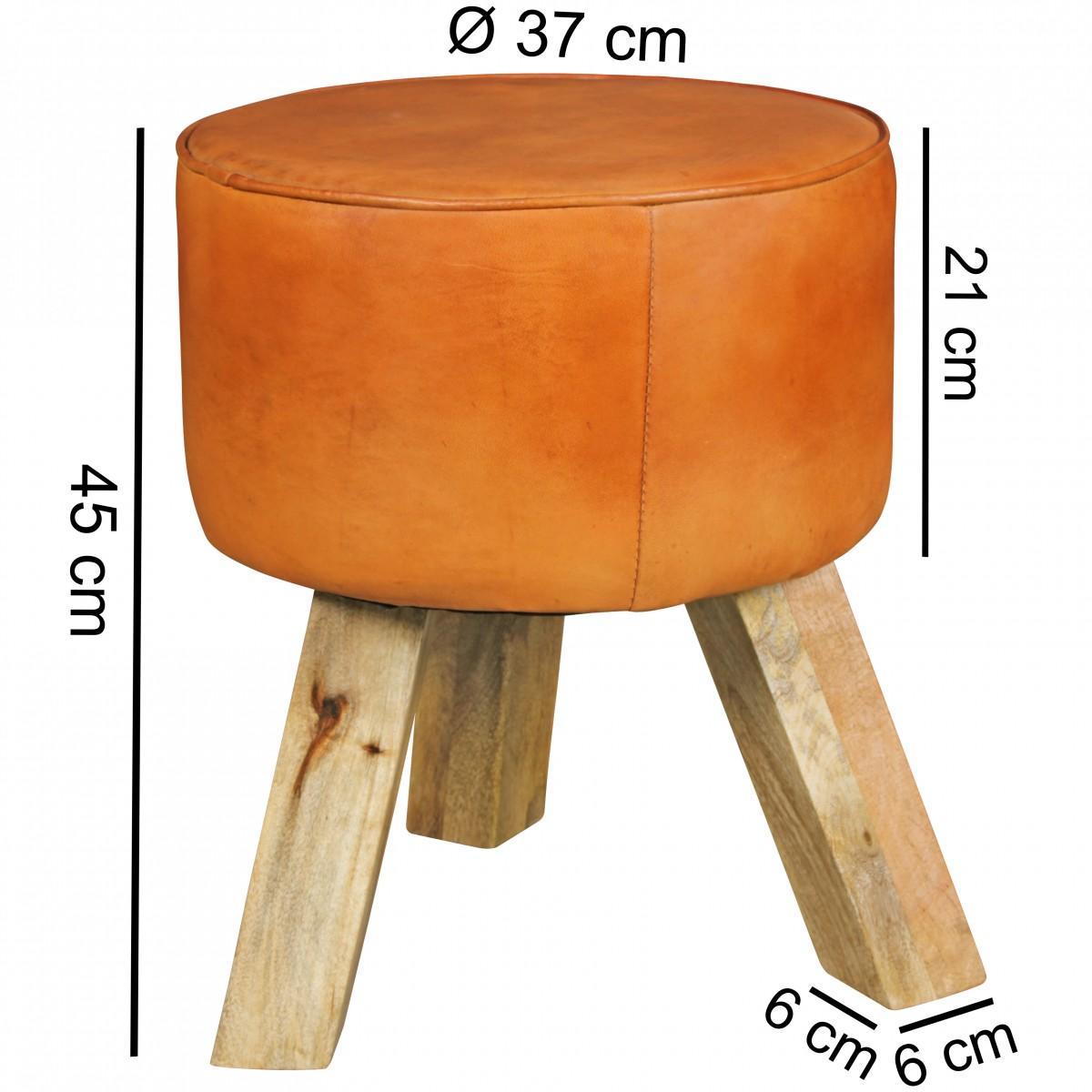 Wohnling Design Turnbock Sitzhocker Echtleder Braun