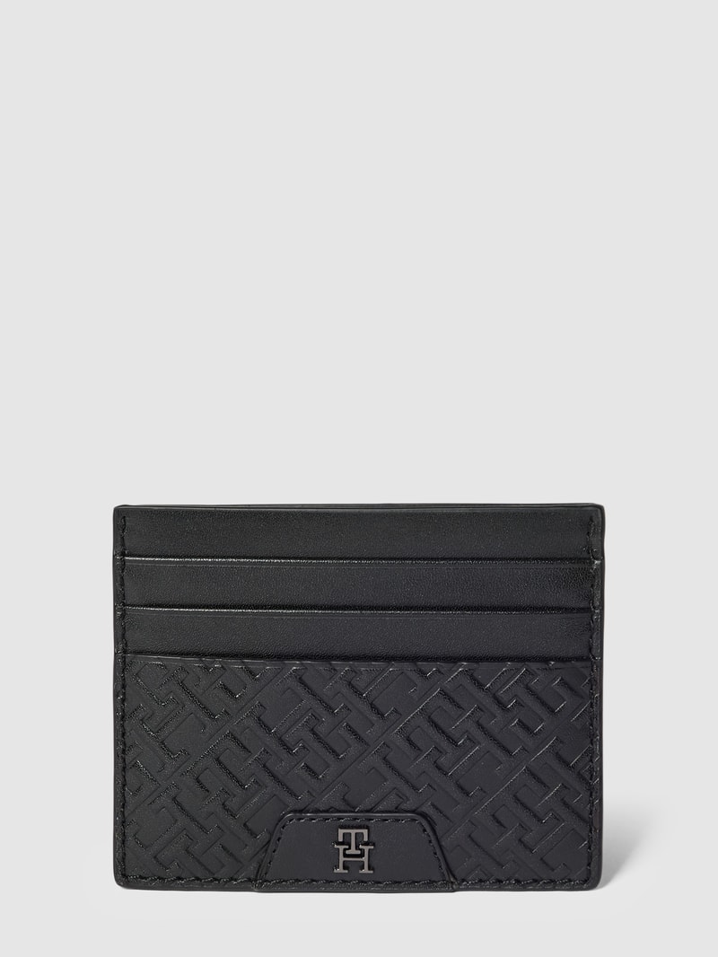 Kartenetui mit Label-Details Modell 'MONOGRAM' in schwarz