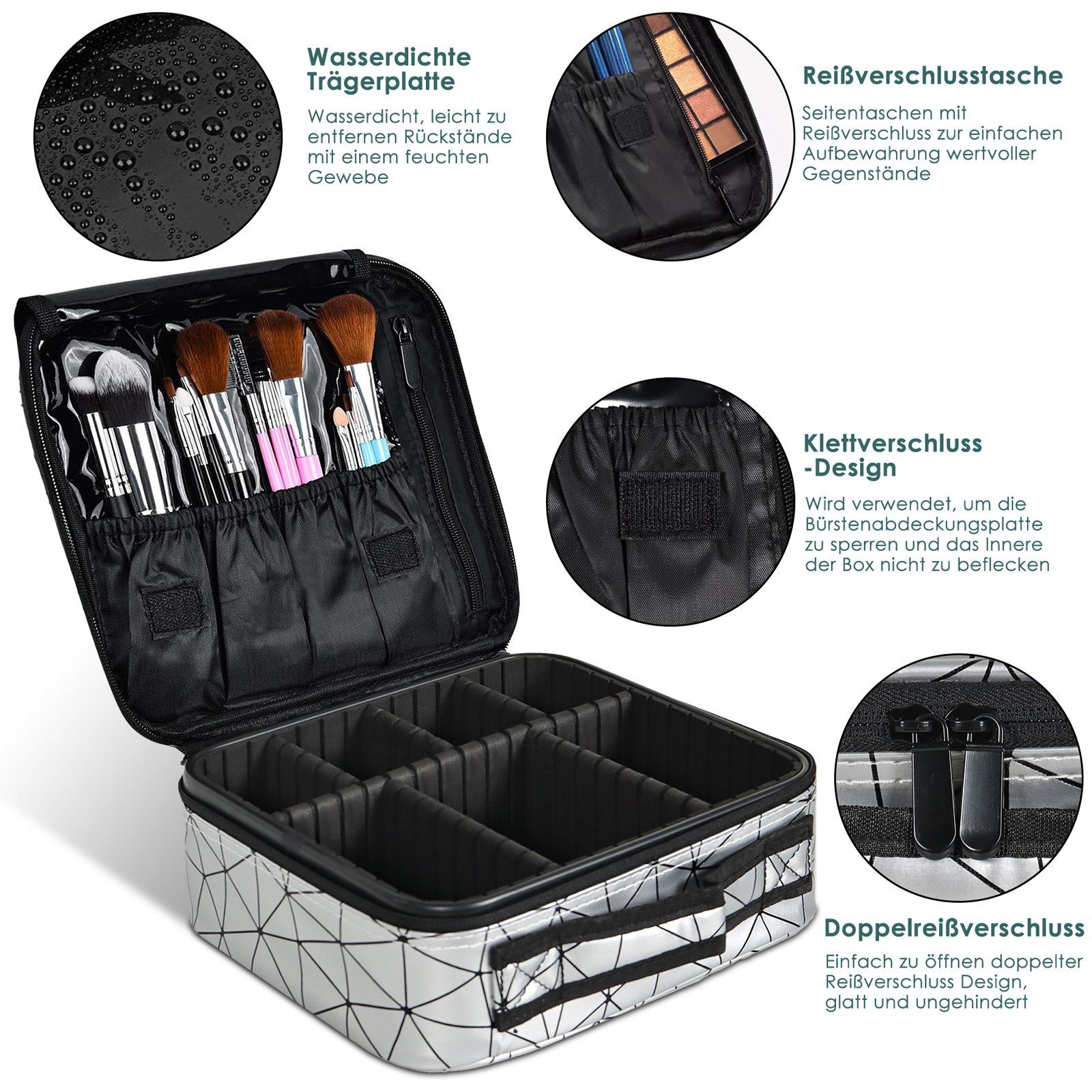 CALIYO Kosmetik-Koffer Kosmetiktasche Portable Reise Make Up Tasche,Makeup Organizer Tasche, Kosmetische Box Wasserdicht Schminktasche Train Case Diamantformmuster