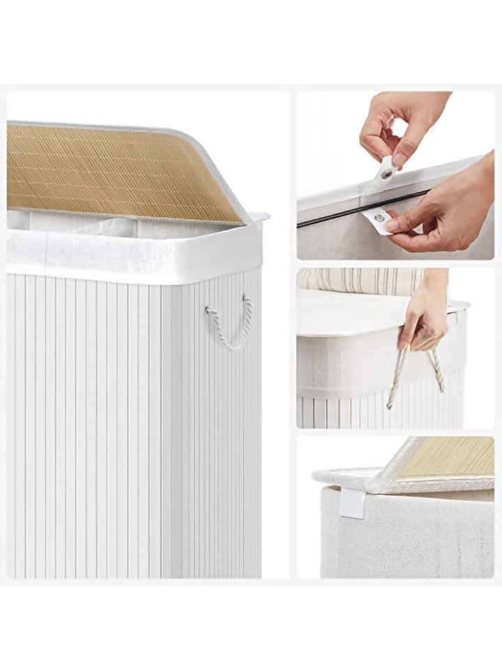 Songmics Wäschekorb in Weiß/ Hellbraun - (B)60 x (H)61,5 x (T)40 cm günstig kaufen onesize