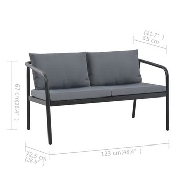 vidaXL Loungesofa 2-Sitzer-Gartenbank mit Auflagen Grau Aluminium