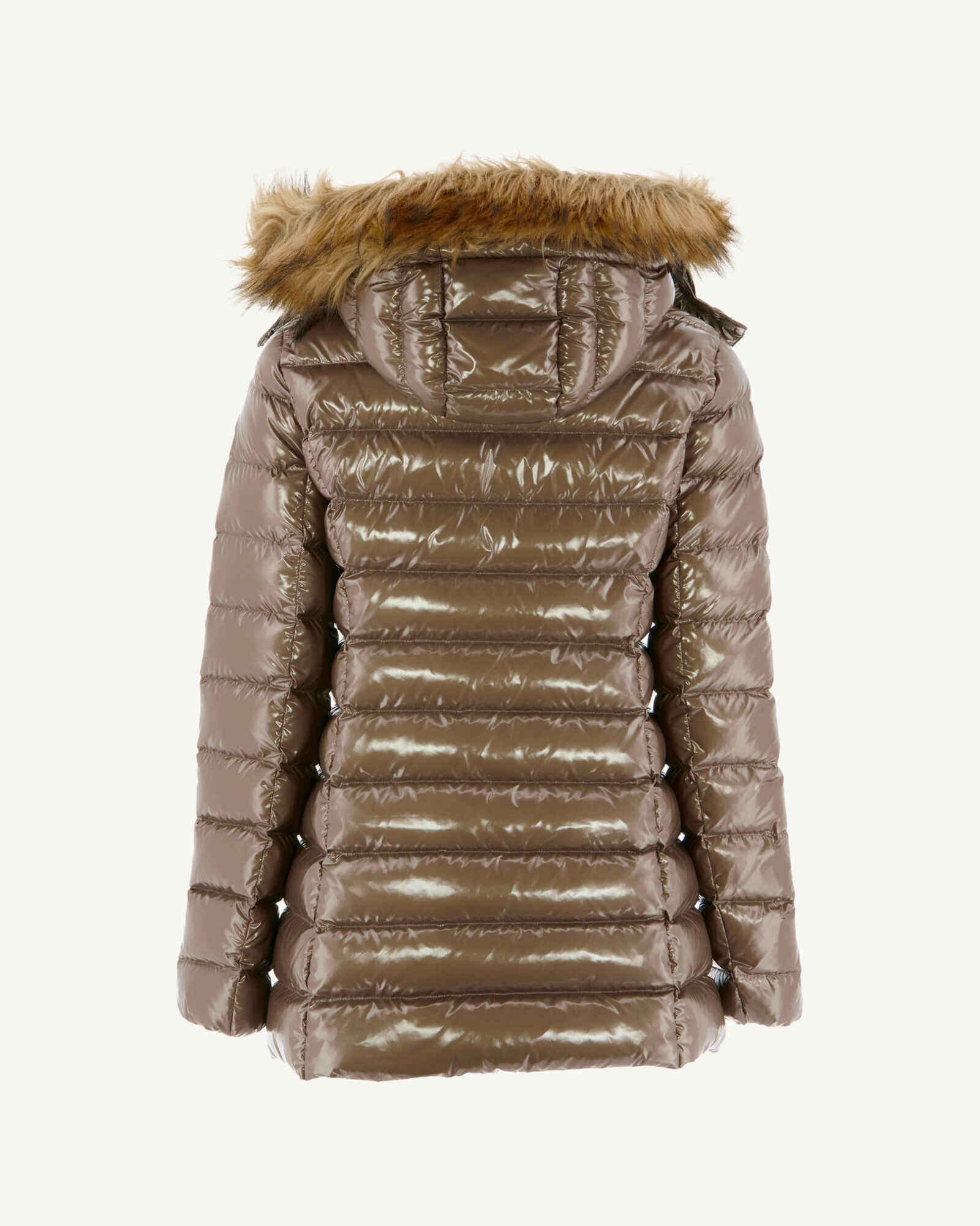 Doudoune mi-longue laquée Grand Froid Taupe Perle