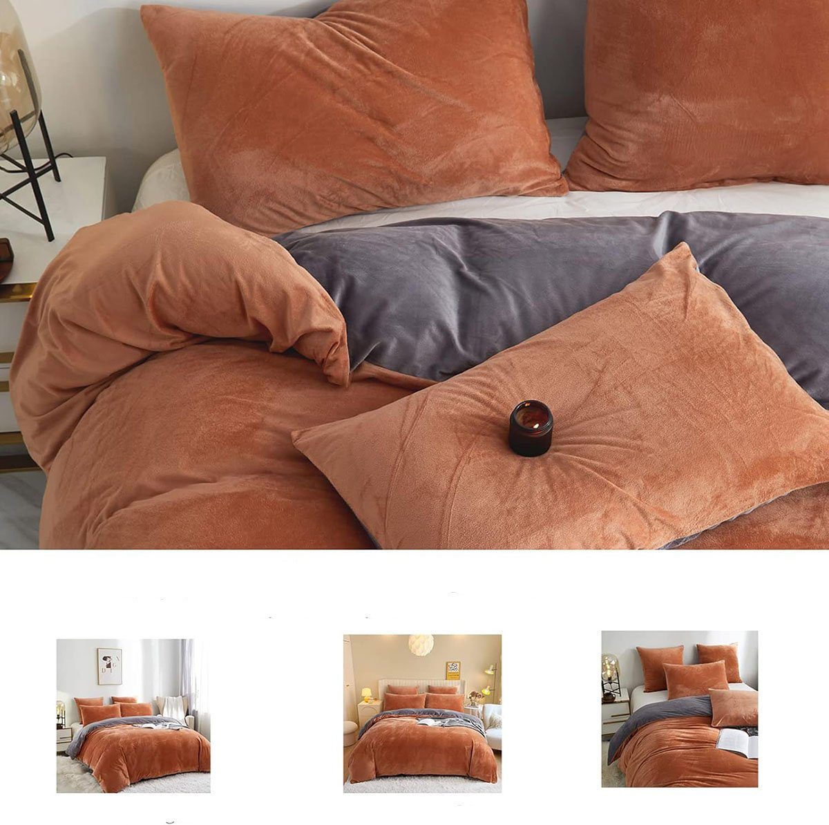 Bett-Set, Winter Bettwäsche 4 Teilig Plüsch Flanell Bettbezug, CTGtree